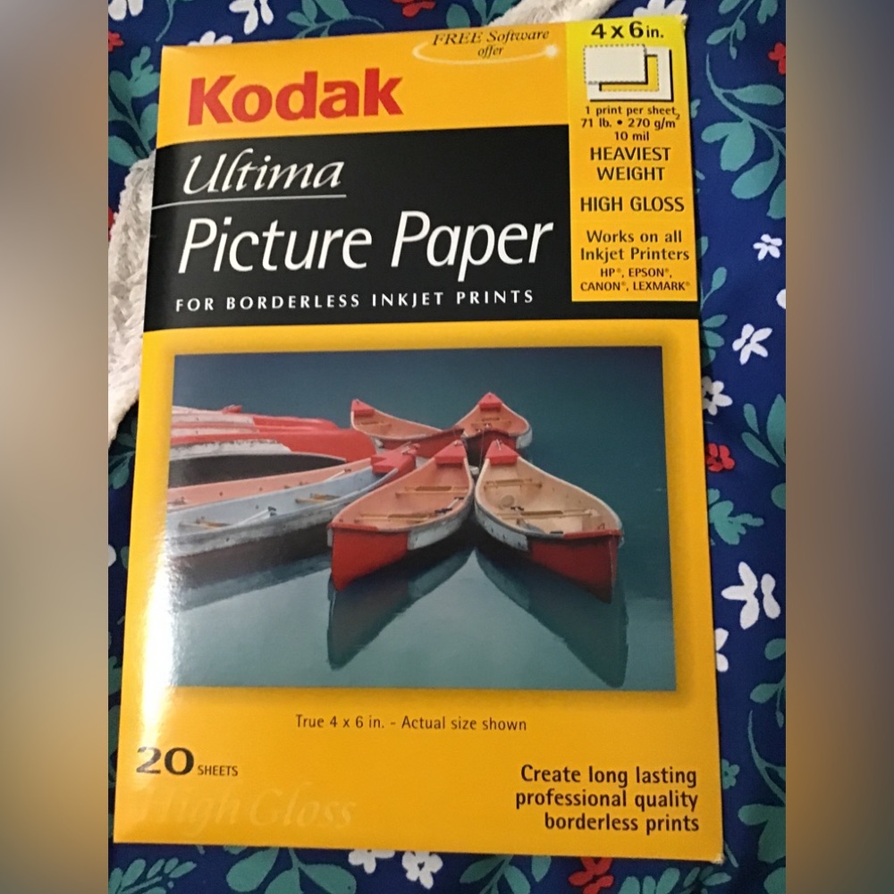 NWT Kodak Ultima picture paper for borderless inkjet prints 20 sheets 4 x 6